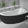 Baignoire Asymétrique|Besco Baignoire asymétrique + tablier noir + repose tête - PRAKTIKA - 150 x 70 cm - Droite