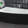 Baignoire Asymétrique|Besco Baignoire asymétrique + tablier noir + repose tête - LUNA - 150 x 80 cm - Gauche