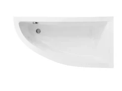 Baignoire Asymétrique|Besco Baignoire asymétrique + tablier noir + repose tête - PRAKTIKA - 140 x 70 cm - Droite