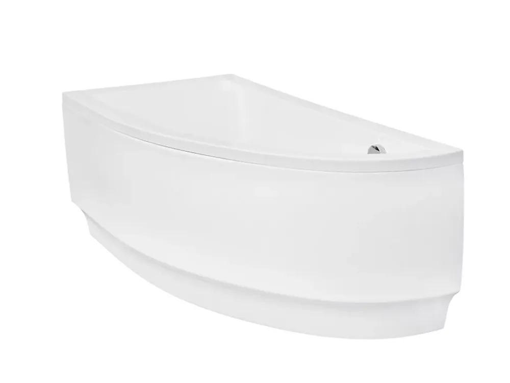 Baignoire Asymétrique|Besco Baignoire asymétrique + tablier noir + repose tête - PRAKTIKA - 140 x 70 cm - Droite