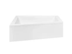 Besco Baignoire asymétrique + tablier noir + repose tête - INTIMA - 160 x 90 cm - Gauche