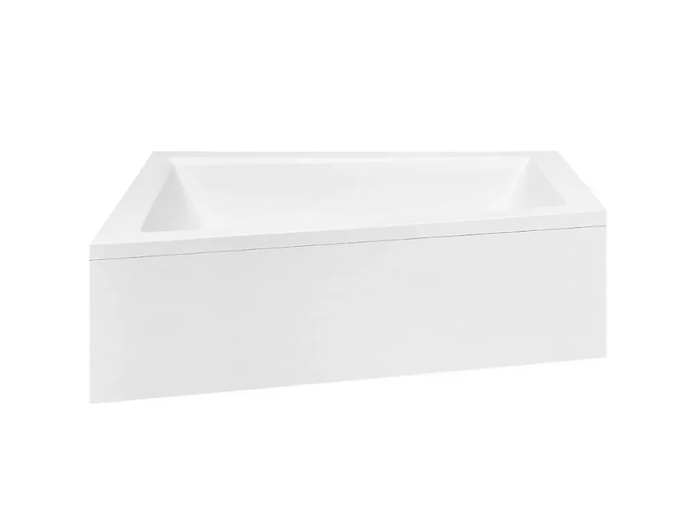 Besco Baignoire asymétrique + tablier noir + repose tête - INTIMA - 160 x 90 cm - Gauche