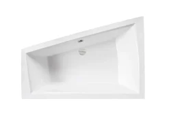 Besco Baignoire asymétrique + tablier blanc + repose tête - INTIMA DUO - 170 x 125 cm - Droite