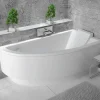 Baignoire D'Angle|Badland Baignoire asymétrique 140 x 70 Droite PRAKTIKA acrylique blanc + avec Tablier + Pieds + Vidage à chromé