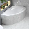 Baignoire D'Angle|Badland Baignoire asymétrique 160 x 100 Droite MAREA acrylique blanc + Habillage en polystyrène + Pieds + Vidage à chromé