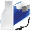 Baignoire D'Angle|Badland Baignoire asymétrique 170 x 75 Droite INTEGRA acrylique blanc + Habillage en polystyrène + Pieds + Vidage à chromé