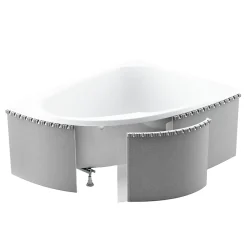 Baignoire D'Angle|Badland Baignoire asymétrique 170 x 75 Droite INTEGRA acrylique blanc + Habillage en polystyrène + Pieds + Vidage à chromé