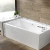Baignoire D'Angle|Badland Baignoire asymétrique 170 x 110 Gauche INFINITY acrylique blanc + avec Tablier + Pieds + Vidage à chromé