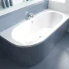 Baignoire D'Angle|Badland Baignoire asymétrique 170 x 75 Droite AVITA acrylique blanc + Habillage en polystyrène + Pieds + Vidage à chromé