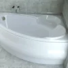 Baignoire D'Angle|Badland Baignoire asymétrique 170 x 110 Droite FINEZJA acrylique blanc + avec Tablier + Pieds + Vidage à chromé