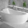 Baignoire D'Angle|Badland Baignoire asymétrique 150 x 70 Gauche PRAKTIKA acrylique blanc + avec Tablier + Pieds + Vidage à chromé