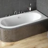 Baignoire D'Angle|Badland Baignoire asymétrique 170 x 75 Droite AVITA SLIM acrylique blanc + Habillage en polystyrène + Pieds + Vidage à chromé