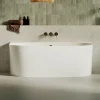 Baignoire Asymétrique|Lavaberg Baignoire asymétrique 158 x 86 x 58 cm Blanc Mat en minéral composite - Mod. FROSK avec Trop Plein