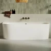 Lavaberg Baignoire asymétrique 180 x 86 x 80 cm Blanc Mat en minéral composite - Mod. FROSK avec Trop Plein
