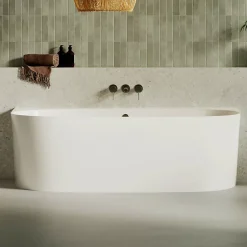 Lavaberg Baignoire asymétrique 180 x 86 x 80 cm Blanc Mat en minéral composite - Mod. FROSK avec Trop Plein