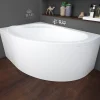 Badland Baignoire asymétrique 130 x 85 Gauche STANDARD acrylique blanc + avec Tablier + Pieds + Vidage à chromé