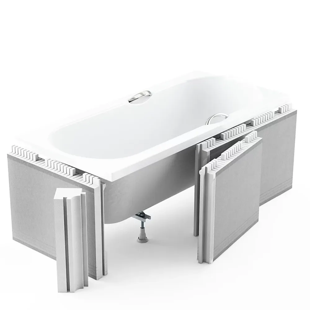 Baignoire D'Angle|Badland Baignoire asymétrique 170 x 125 Gauche INTIMA SLIM acrylique blanc + Habillage en polystyrène (4 cm) + Pieds + Vidage à chromé