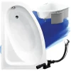 Baignoire D'Angle|Badland Baignoire asymétrique 150 x 100 Gauche CORNEA acrylique blanc + Habillage en polystyrène + Pieds + Vidage à chromé