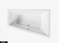 Baignoire Asymétrique|Besco Baignoire Asymétrique avec Tablier Noir - 180 x 125 cm - DROITE - INTIMA DUO - 2 REPOSE-TÊTES OFFERTS