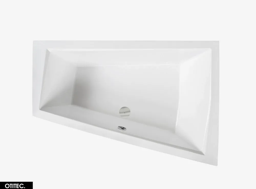 Baignoire Asymétrique|Besco Baignoire Asymétrique avec Tablier Noir - 180 x 125 cm - DROITE - INTIMA DUO - 2 REPOSE-TÊTES OFFERTS