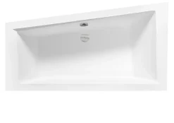 Baignoire Asymétrique|Besco Baignoire asymétrique blanche encastrée + repose tête - INTIMA SLIM - 160 x 90 cm - gauche