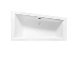 Besco Baignoire asymétrique blanche encastrée + repose tête - INTIMA SLIM - 160 x 90 cm - droite