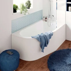 Baignoire Asymétrique|GoodHome Baignoire asymétrique droite 160x90 cm Cavally blanc