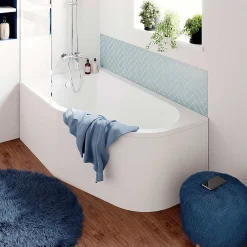 Baignoire Asymétrique|GoodHome Baignoire asymétrique gauche 160x90 cm Cavally blanc