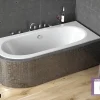 Besco Baignoire Asymétrique sans Tablier - 180 x 80 cm - AVITA SANS TABLIER - DROITE - 1 REPOSE-TÊTE OFFERT