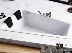 Baignoire Droite|Besco Baignoire Asymétrique sans Tablier - 170 x 125 cm - INTIMA DUO SANS TABLIER - GAUCHE - 2 REPOSE-TÊTES OFFERTS