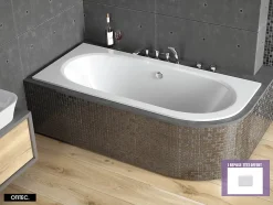 Besco Baignoire Asymétrique sans Tablier - 150 x 75 cm - AVITA SANS TABLIER - GAUCHE - 1 REPOSE-TÊTE OFFERT