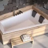 Baignoire D'Angle|Badland Baignoire asymétrique 170x125 Droite INTIMA SLIM acrylique blanc+Habillage en polystyrène(4 cm)+Repose Tête+Pieds +Vidage à chromé