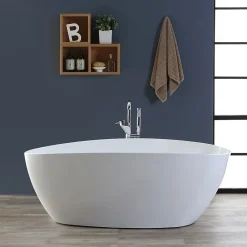 Baignoire Îlot|Kiamami Valentina Baignoire Autoportante Design 150X70x56 Cm En Marbre Blanc Rachele Par