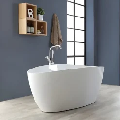 Baignoire Îlot|Kiamami Valentina Baignoire Autoportante Design 150X70x56 Cm En Marbre Blanc Rachele Par