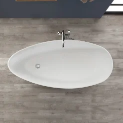 Baignoire Îlot|Kiamami Valentina Baignoire Autoportante Design 150X70x56 Cm En Marbre Blanc Rachele Par