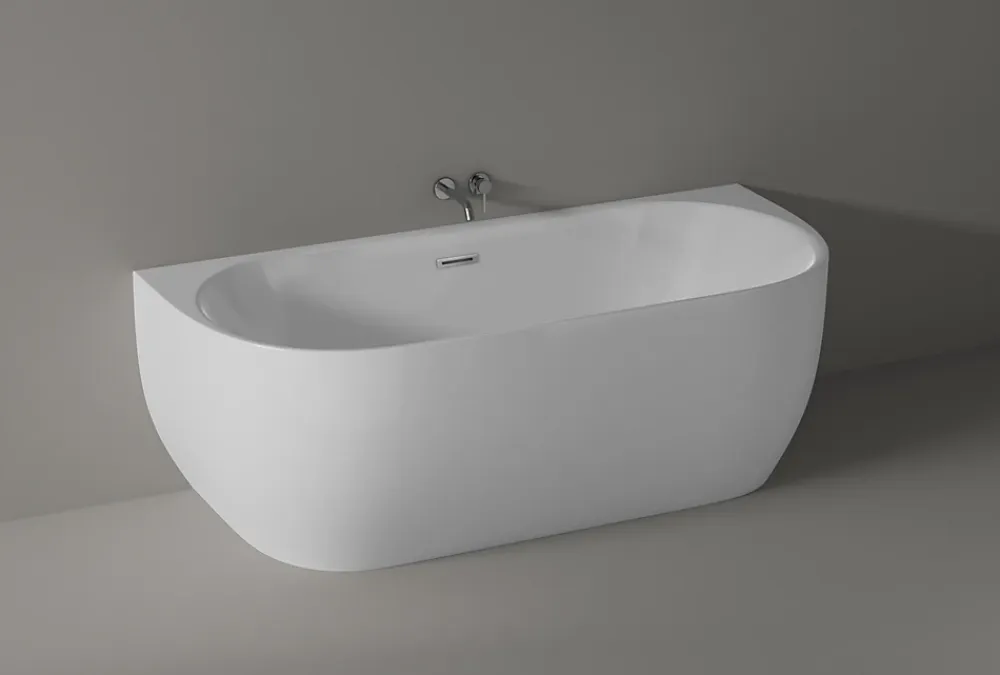 Baignoire Îlot|Bernstein Baignoire autoportante LENA acrylique blanc brillant - 170x75cm - Garantie 5 ans - Avec robinet mitigeur 1521, Avec siphon
