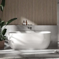 Baignoire Îlot|Bernstein Baignoire autoportante LENA acrylique blanc brillant - 170x75cm - Garantie 5 ans - Avec robinet mitigeur 8028, Sans siphon