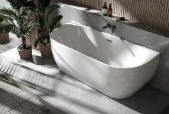 Baignoire Îlot|Bernstein Baignoire autoportante LENA acrylique blanc brillant - 170x75cm - Garantie 5 ans - Avec robinet mitigeur 8028, Sans siphon