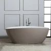 Baignoire Îlot|Kiamami Valentina Baignoire Autoportante Rachele En Résine De Marbre Blanc Et Beige