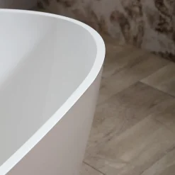 Baignoire Îlot|Kiamami Valentina Baignoire Autoportante Rachele En Résine De Marbre Blanc Et Beige