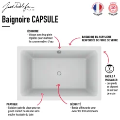 Baignoire Droite|Jacob Delafon Baignoire bain douche 120 X 80 Capsule
