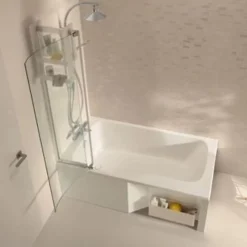 Jacob Delafon Baignoire bain douche Malice, version gauche Blanc brillant 170 x 90