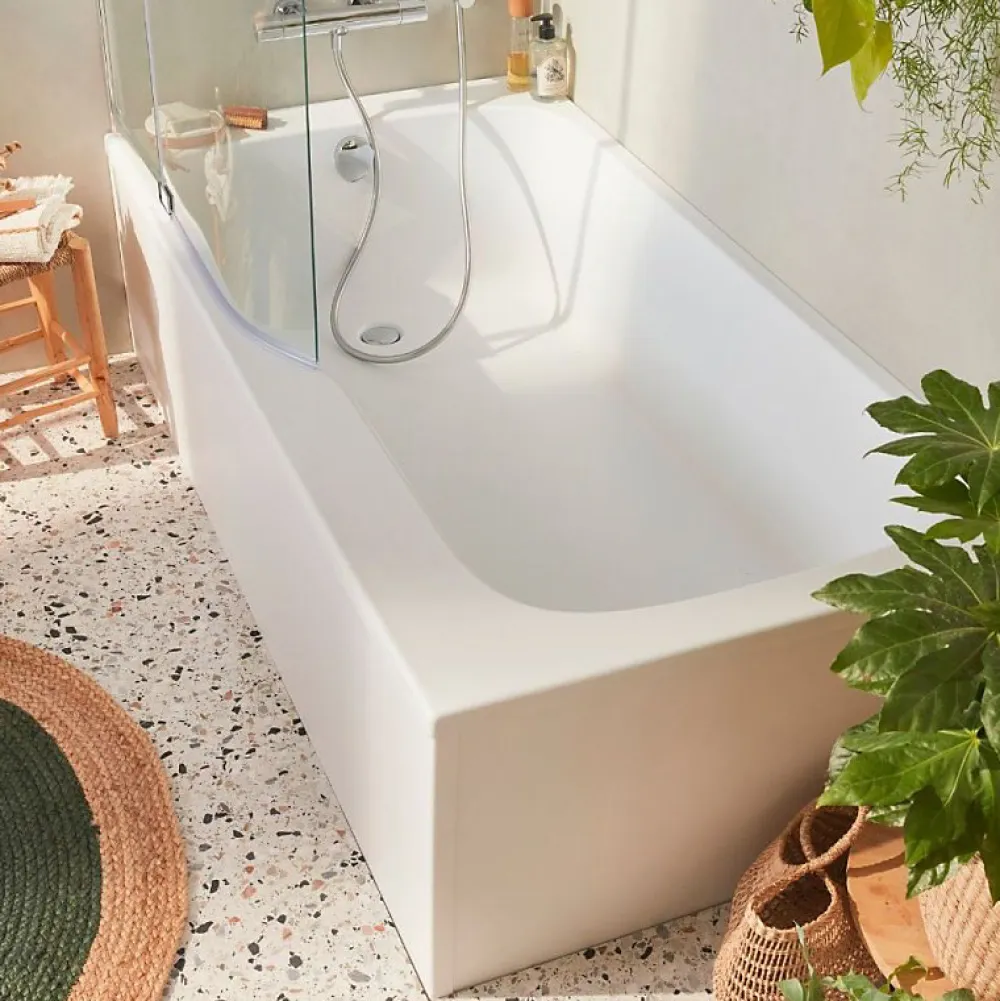 Baignoire Droite|Jacob Delafon Baignoire bain douche Malice antidérapante + pare bain 170 x 90, version gauche