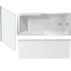 Jacob Delafon Baignoire bain douche Struktura + pare bain + tablier + étagère 170 x 75