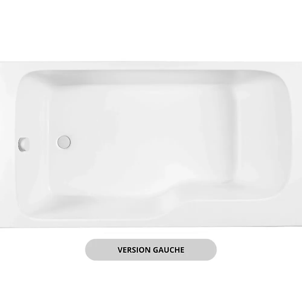 Jacob Delafon Baignoire bain douche Malice, antidérapant, version Gauche Blanc mat 170x90cm