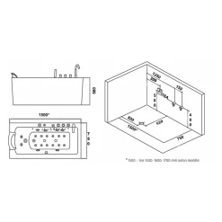 Archipel Baignoire balneo HAMILTON 170 1 place 170x75 - DROITE