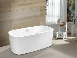 Vente-unique Baignoire balnéo à leds SIRGAO - 1 place - 155L - 150x75 cm - Blanche