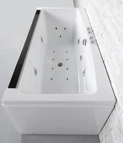 Baignoire Balnéo| Baignoire balnéo avec tablier rectangulaire L.170 x l.80 x H.63 cm en acrylique coloris blanc, Maya