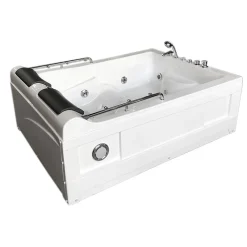 Eliteshopping Baignoire Balnèo Blanc 175 X 132 cm Chromothérapie 14 jets Fleur