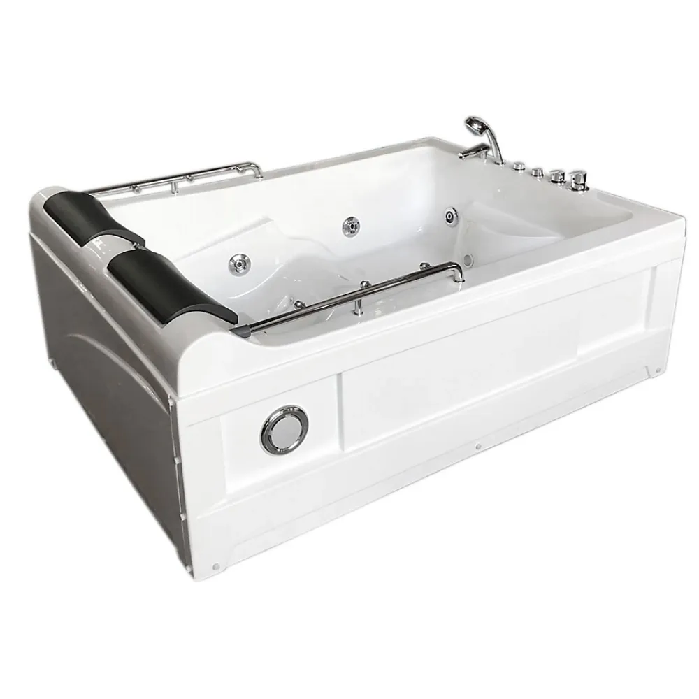 Eliteshopping Baignoire Balnèo Blanc 175 X 132 cm Chromothérapie 14 jets Fleur